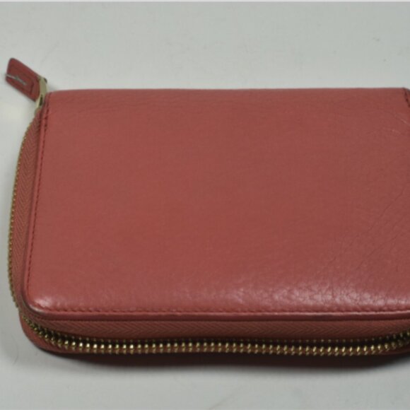 Tiffany & Co Orange Grain Leather Zip Around Wallet w/ Box & Ribbon Etc VGC - Picture 1 of 7